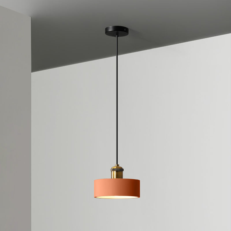 Simple Geometric Shade Pendant Light Resin-Cement Single Dining Room Suspension Light Fixture Orange Drum Clearhalo 'Ceiling Lights' 'Modern Pendants' 'Modern' 'Pendant Lights' 'Pendants' Lighting' 2205360
