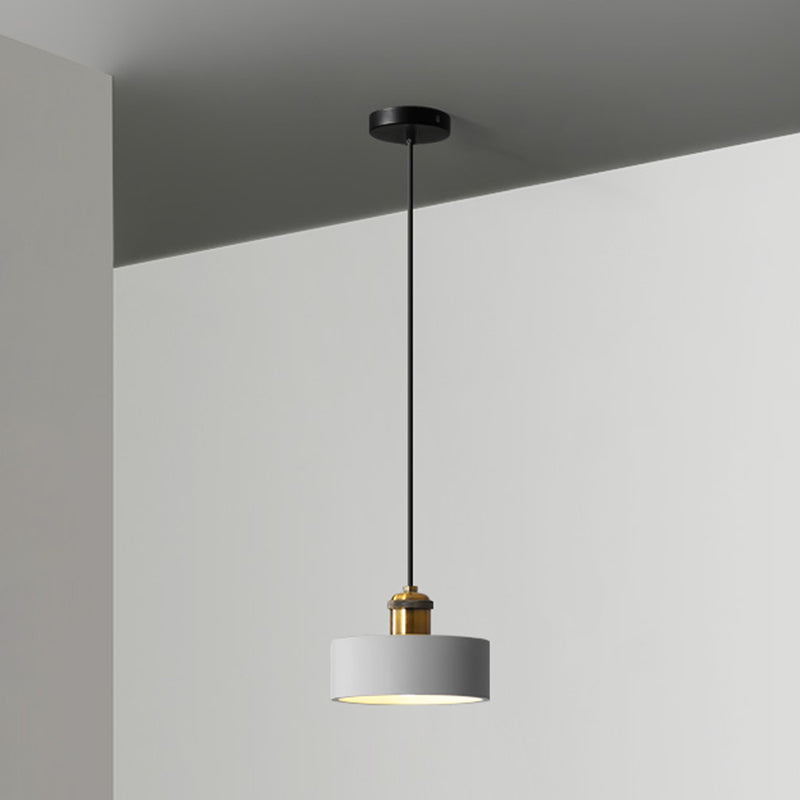 Simple Geometric Shade Pendant Light Resin-Cement Single Dining Room Suspension Light Fixture Grey Drum Clearhalo 'Ceiling Lights' 'Modern Pendants' 'Modern' 'Pendant Lights' 'Pendants' Lighting' 2205363