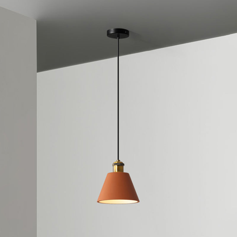 Simple Geometric Shade Pendant Light Resin-Cement Single Dining Room Suspension Light Fixture Orange Barrel Clearhalo 'Ceiling Lights' 'Modern Pendants' 'Modern' 'Pendant Lights' 'Pendants' Lighting' 2205370