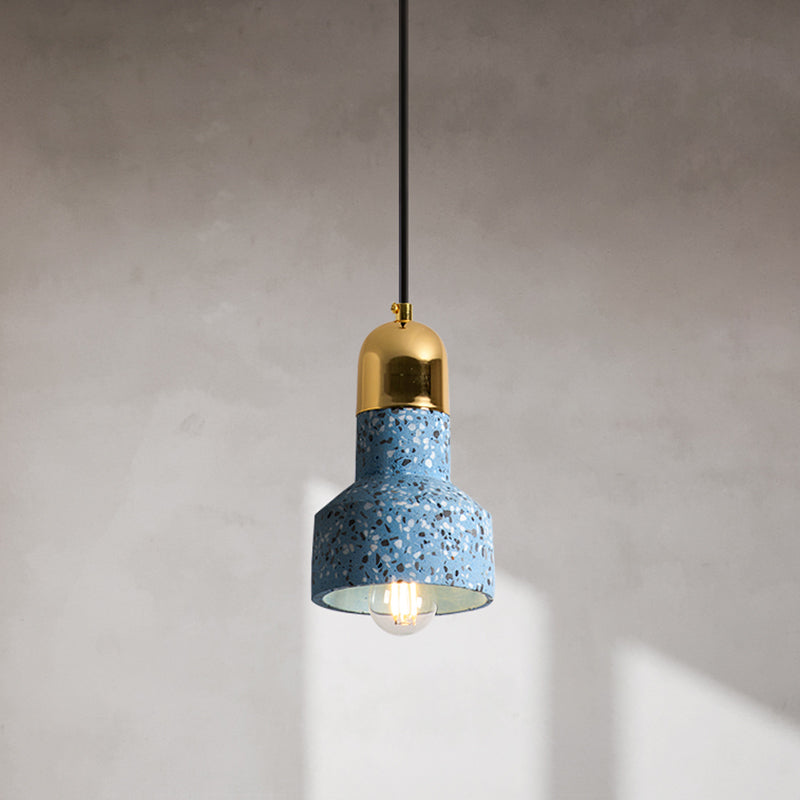Cement Geometrical Ceiling Light Nordic Style 1-Light Hanging Lamp for Restaurant Blue A Clearhalo 'Ceiling Lights' 'Modern Pendants' 'Modern' 'Pendant Lights' 'Pendants' Lighting' 2205374