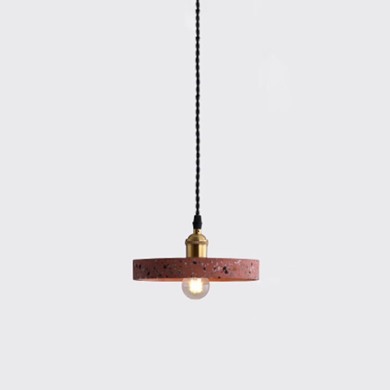 Geometric Dining Room Suspension Lighting Terrazzo 1��Head Minimalistic Pendant Ceiling Light Red Round Clearhalo 'Ceiling Lights' 'Modern Pendants' 'Modern' 'Pendant Lights' 'Pendants' Lighting' 2205394