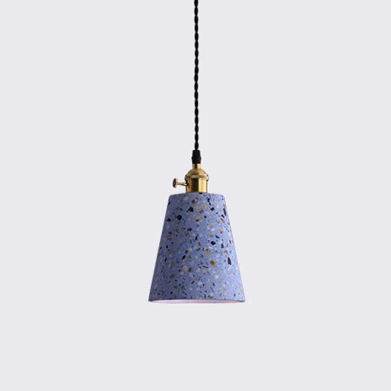 Geometric Dining Room Suspension Lighting Terrazzo 1��Head Minimalistic Pendant Ceiling Light Blue Cone Clearhalo 'Ceiling Lights' 'Modern Pendants' 'Modern' 'Pendant Lights' 'Pendants' Lighting' 2205395