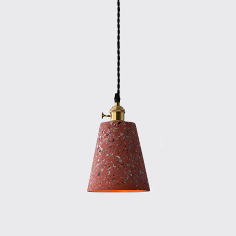 Geometric Dining Room Suspension Lighting Terrazzo 1��Head Minimalistic Pendant Ceiling Light Red Cone Clearhalo 'Ceiling Lights' 'Modern Pendants' 'Modern' 'Pendant Lights' 'Pendants' Lighting' 2205397