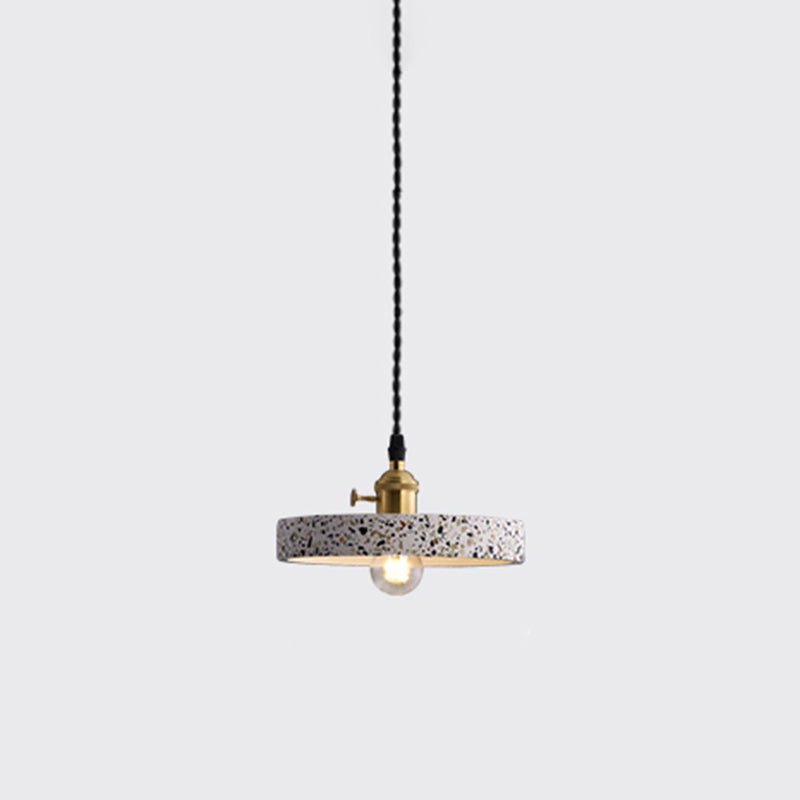 Geometric Dining Room Suspension Lighting Terrazzo 1��Head Minimalistic Pendant Ceiling Light White Round Clearhalo 'Ceiling Lights' 'Modern Pendants' 'Modern' 'Pendant Lights' 'Pendants' Lighting' 2205398