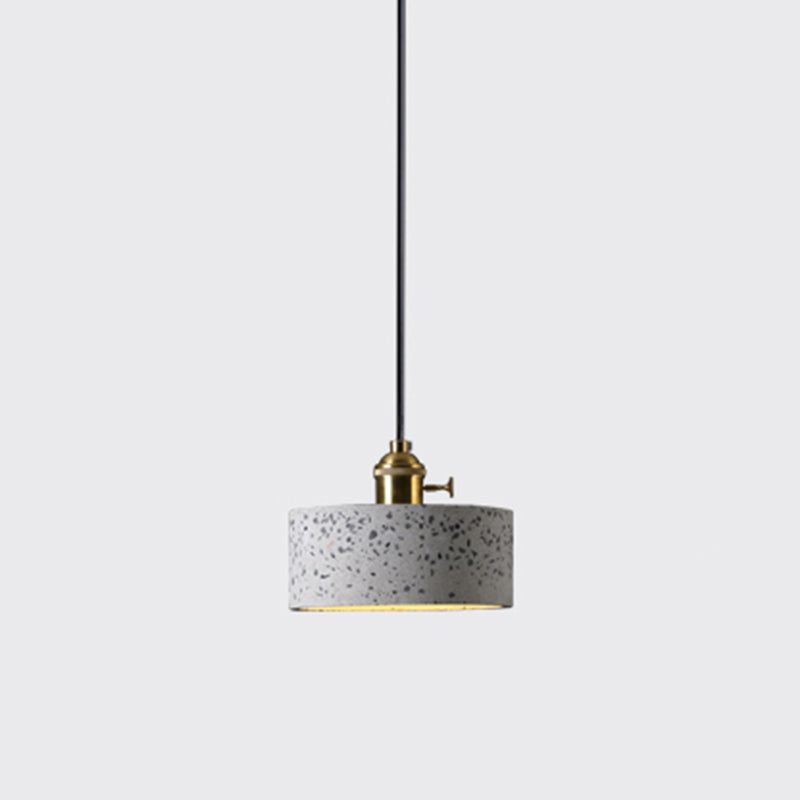 Geometric Dining Room Suspension Lighting Terrazzo 1 Head Minimalistic Pendant Ceiling Light White Drum Clearhalo 'Ceiling Lights' 'Lighting' 'Pendant Lights' 2205399_460a1d83-10ca-4a20-8960-d34f8132c79e