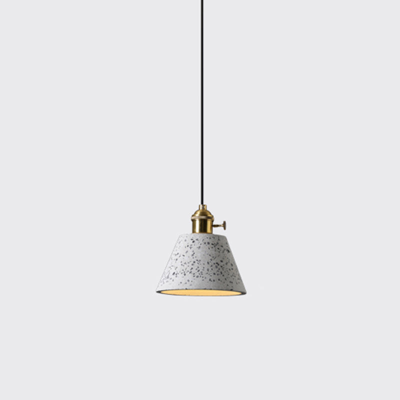 Geometric Dining Room Suspension Lighting Terrazzo 1 Head Minimalistic Pendant Ceiling Light White Barrel Clearhalo 'Ceiling Lights' 'Lighting' 'Pendant Lights' 2205406_8be1e1f3-d5ba-49bf-8ae0-66b27392c2f0