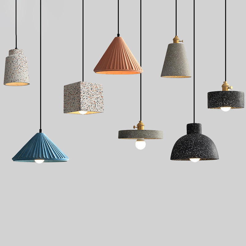 Terrazzo Geometric Suspension Light Minimalistic 1-Light Pendant Light for Dining Room Clearhalo 'Ceiling Lights' 'Modern Pendants' 'Modern' 'Pendant Lights' 'Pendants' Lighting' 2205434