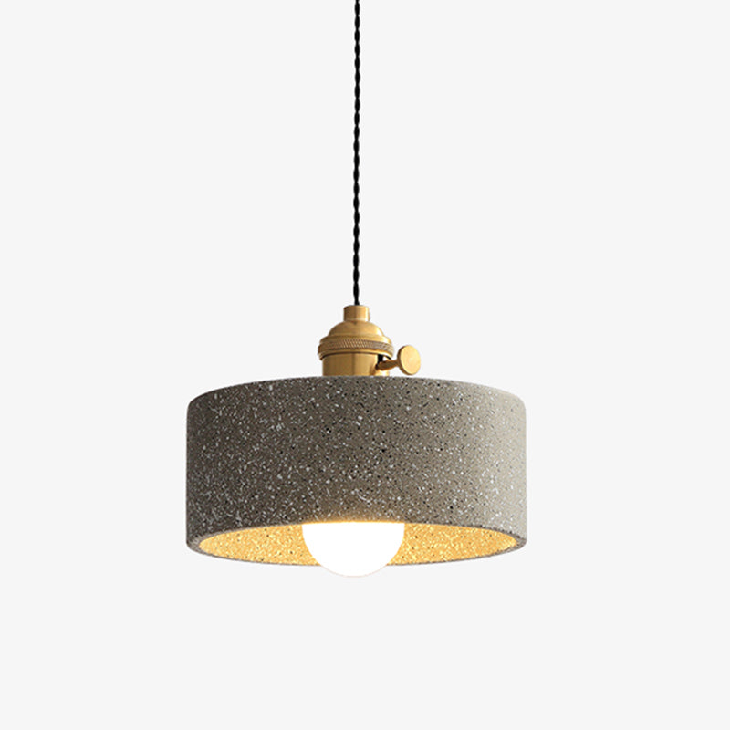 Terrazzo Geometric Suspension Light Minimalistic 1-Light Pendant Light for Dining Room Light Gray Drum Clearhalo 'Ceiling Lights' 'Modern Pendants' 'Modern' 'Pendant Lights' 'Pendants' Lighting' 2205439