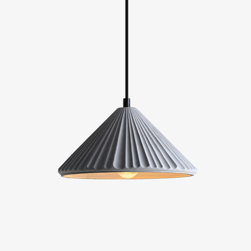 Conical Bedside Ceiling Light Ribbed Cement 1��Bulb Modern Style Hanging Lamp for Dining Room Grey Clearhalo 'Ceiling Lights' 'Modern Pendants' 'Modern' 'Pendant Lights' 'Pendants' Lighting' 2205446