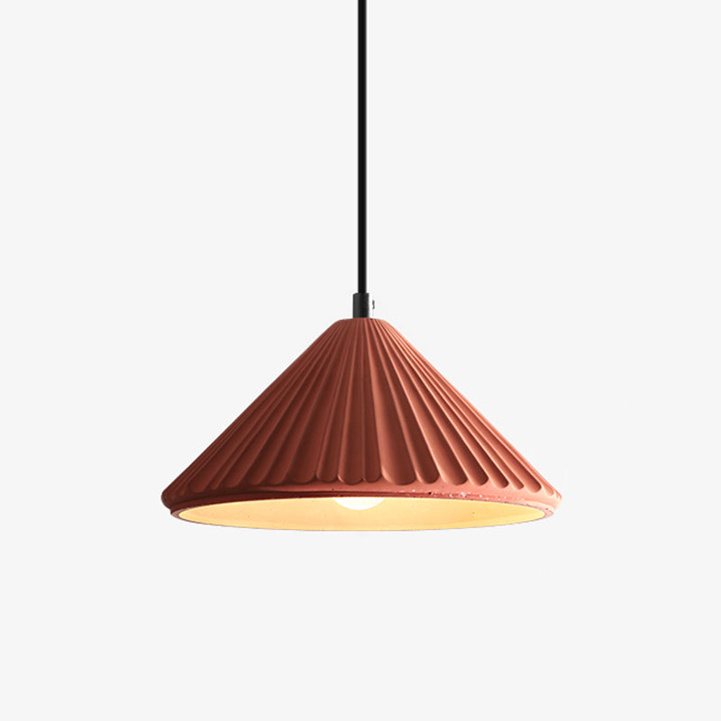 Conical Bedside Ceiling Light Ribbed Cement 1��Bulb Modern Style Hanging Lamp for Dining Room Orange Clearhalo 'Ceiling Lights' 'Modern Pendants' 'Modern' 'Pendant Lights' 'Pendants' Lighting' 2205451