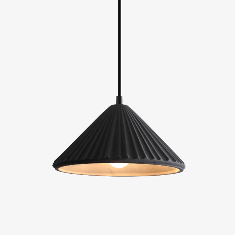 Conical Bedside Ceiling Light Ribbed Cement 1��Bulb Modern Style Hanging Lamp for Dining Room Black Clearhalo 'Ceiling Lights' 'Modern Pendants' 'Modern' 'Pendant Lights' 'Pendants' Lighting' 2205452
