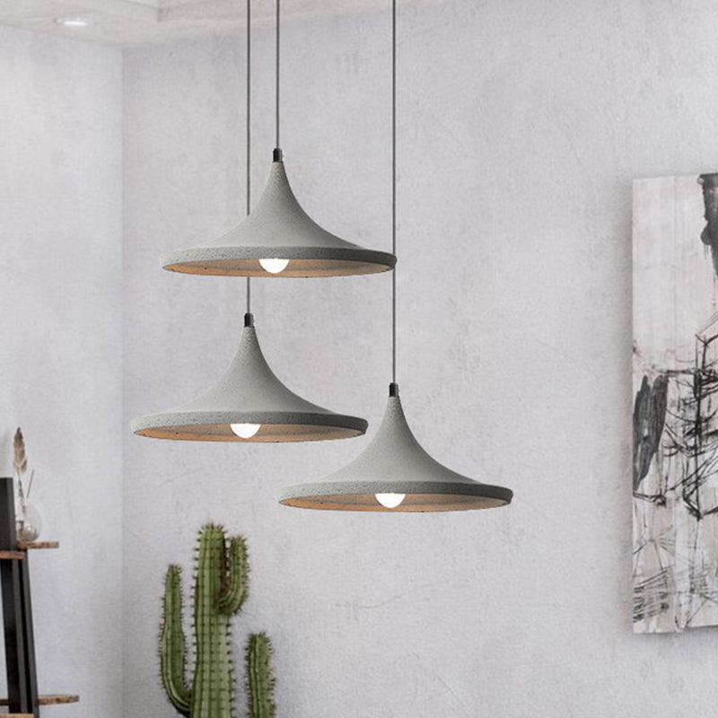 Cone Suspension Lighting Simplicity Cement 1��Head Dining Room Pendant Ceiling Light in Grey Clearhalo 'Ceiling Lights' 'Modern Pendants' 'Modern' 'Pendant Lights' 'Pendants' Lighting' 2205453