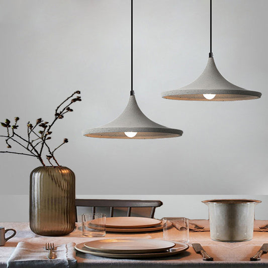 Cone Suspension Lighting Simplicity Cement 1��Head Dining Room Pendant Ceiling Light in Grey Grey Clearhalo 'Ceiling Lights' 'Modern Pendants' 'Modern' 'Pendant Lights' 'Pendants' Lighting' 2205454