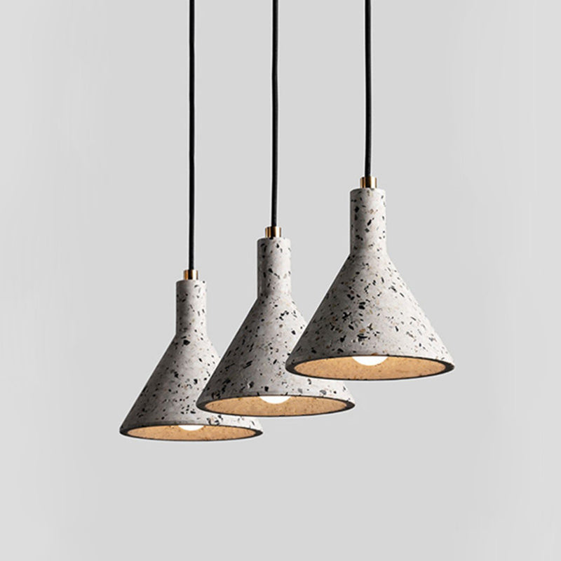 Funnel Pendant Light Simplicity Terrazzo Single-Bulb Dining Room Suspension Light Fixture Clearhalo 'Ceiling Lights' 'Modern Pendants' 'Modern' 'Pendant Lights' 'Pendants' Lighting' 2205463