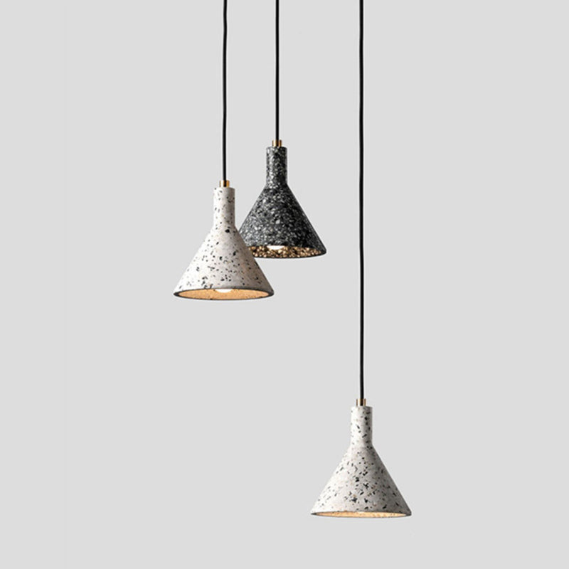 Funnel Pendant Light Simplicity Terrazzo Single-Bulb Dining Room Suspension Light Fixture Clearhalo 'Ceiling Lights' 'Modern Pendants' 'Modern' 'Pendant Lights' 'Pendants' Lighting' 2205464