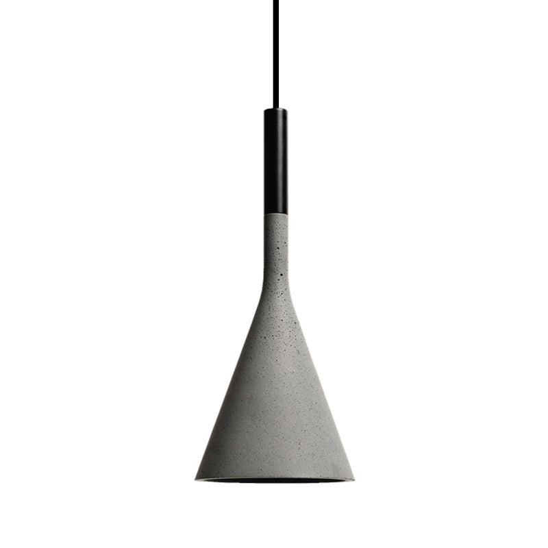 Funnel Dining Room Suspension Lighting Cement 1��Head Minimalist Pendant Ceiling Light in Grey Clearhalo 'Ceiling Lights' 'Modern Pendants' 'Modern' 'Pendant Lights' 'Pendants' Lighting' 2205490