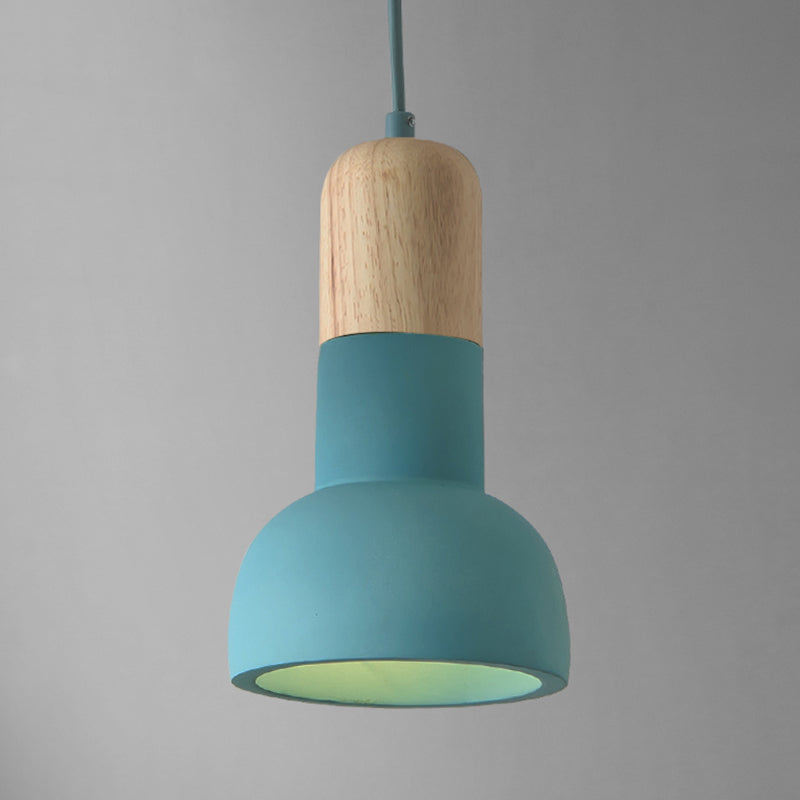 Flashlight Shaped Dining Room Hanging Lamp Cement 1��Head Minimalist Ceiling Lighting Blue Clearhalo 'Ceiling Lights' 'Modern Pendants' 'Modern' 'Pendant Lights' 'Pendants' Lighting' 2205509