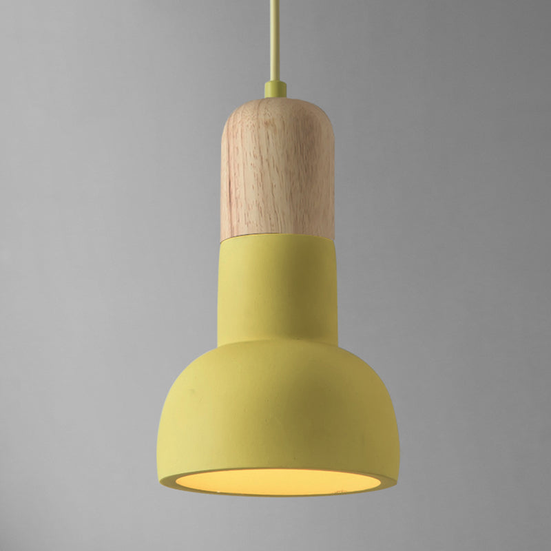 Flashlight Shaped Dining Room Hanging Lamp Cement 1��Head Minimalist Ceiling Lighting Yellow Clearhalo 'Ceiling Lights' 'Modern Pendants' 'Modern' 'Pendant Lights' 'Pendants' Lighting' 2205513