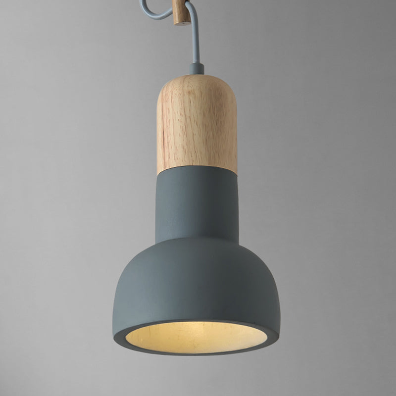 Flashlight Shaped Dining Room Hanging Lamp Cement 1��Head Minimalist Ceiling Lighting Grey Clearhalo 'Ceiling Lights' 'Modern Pendants' 'Modern' 'Pendant Lights' 'Pendants' Lighting' 2205515