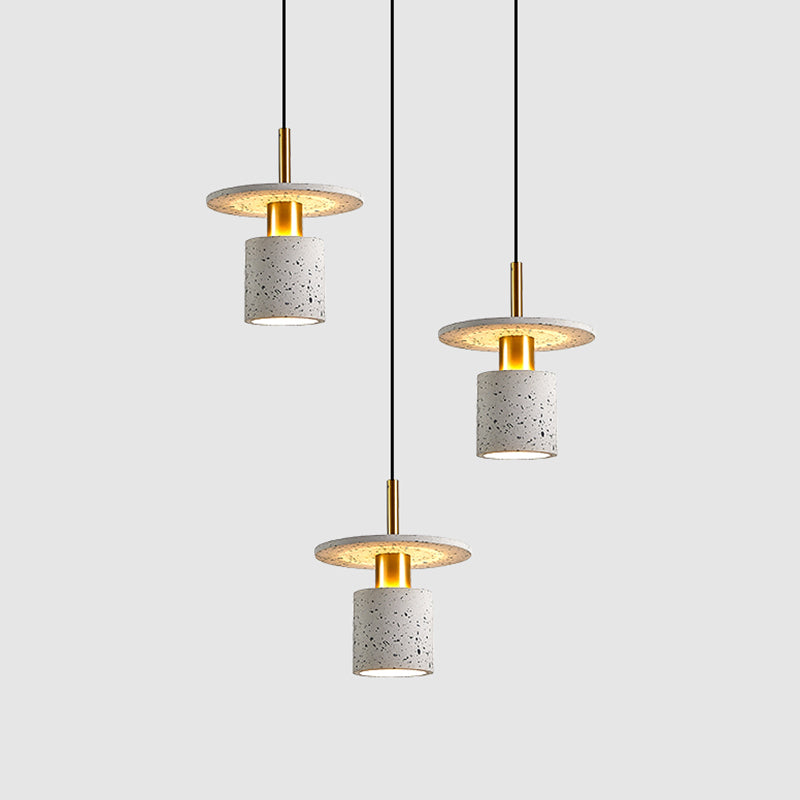 Terrazzo Cylinder and Disc Pendant Light Nordic Style Restaurant Suspension Light Fixture Pink Clearhalo 'Ceiling Lights' 'Modern Pendants' 'Modern' 'Pendant Lights' 'Pendants' Lighting' 2205539