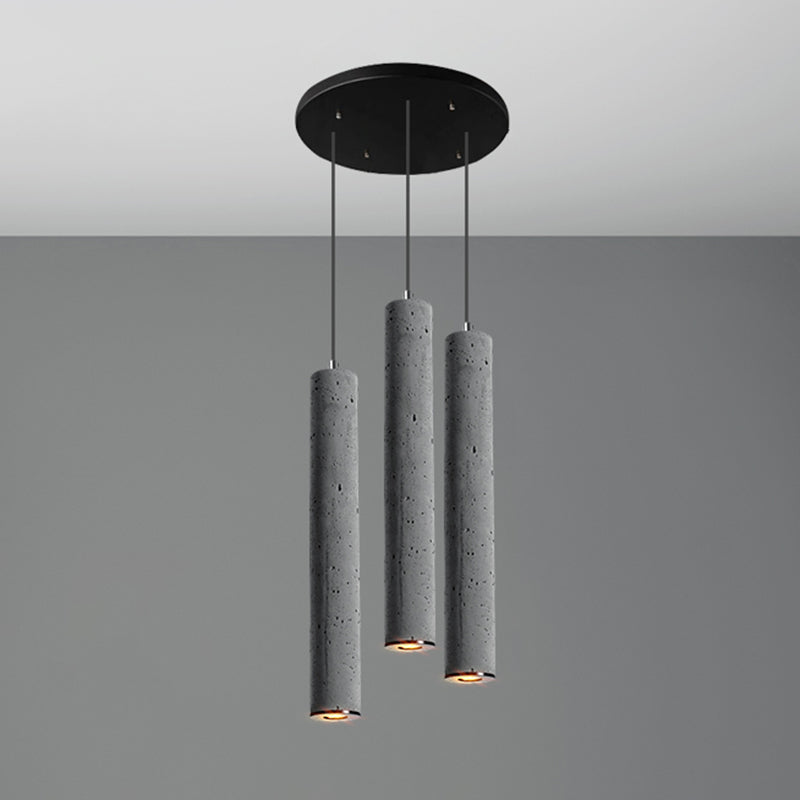 Cylinder Dining Room Ceiling Light Cement Nordic Style Hanging Pendant Light in Grey 3 Grey Large Clearhalo 'Ceiling Lights' 'Modern Pendants' 'Modern' 'Pendant Lights' 'Pendants' Lighting' 2205577