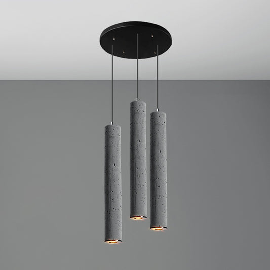 Cylinder Dining Room Ceiling Light Cement Nordic Style Hanging Pendant Light in Grey 3 Grey Large Clearhalo 'Ceiling Lights' 'Modern Pendants' 'Modern' 'Pendant Lights' 'Pendants' Lighting' 2205577