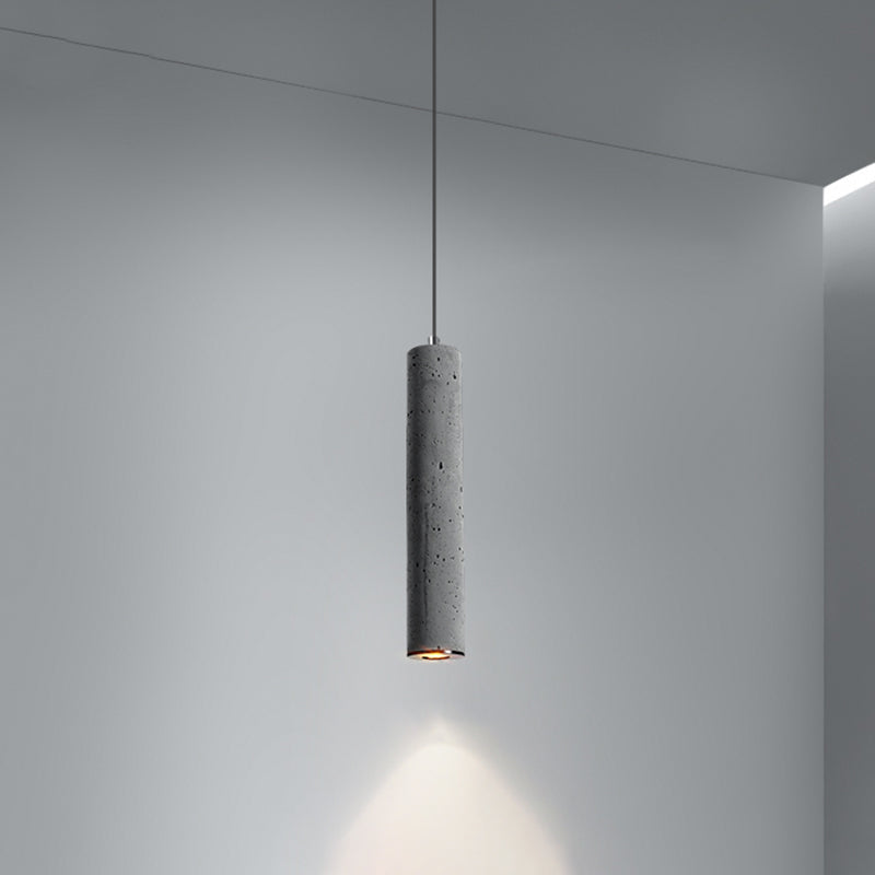 Cylinder Dining Room Ceiling Light Cement Nordic Style Hanging Pendant Light in Grey 1 Grey Medium Clearhalo 'Ceiling Lights' 'Modern Pendants' 'Modern' 'Pendant Lights' 'Pendants' Lighting' 2205579