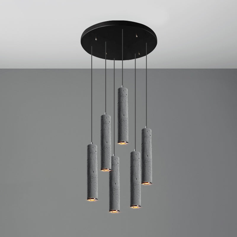 Cylinder Dining Room Ceiling Light Cement Nordic Style Hanging Pendant Light in Grey 6 Grey Small Clearhalo 'Ceiling Lights' 'Modern Pendants' 'Modern' 'Pendant Lights' 'Pendants' Lighting' 2205583