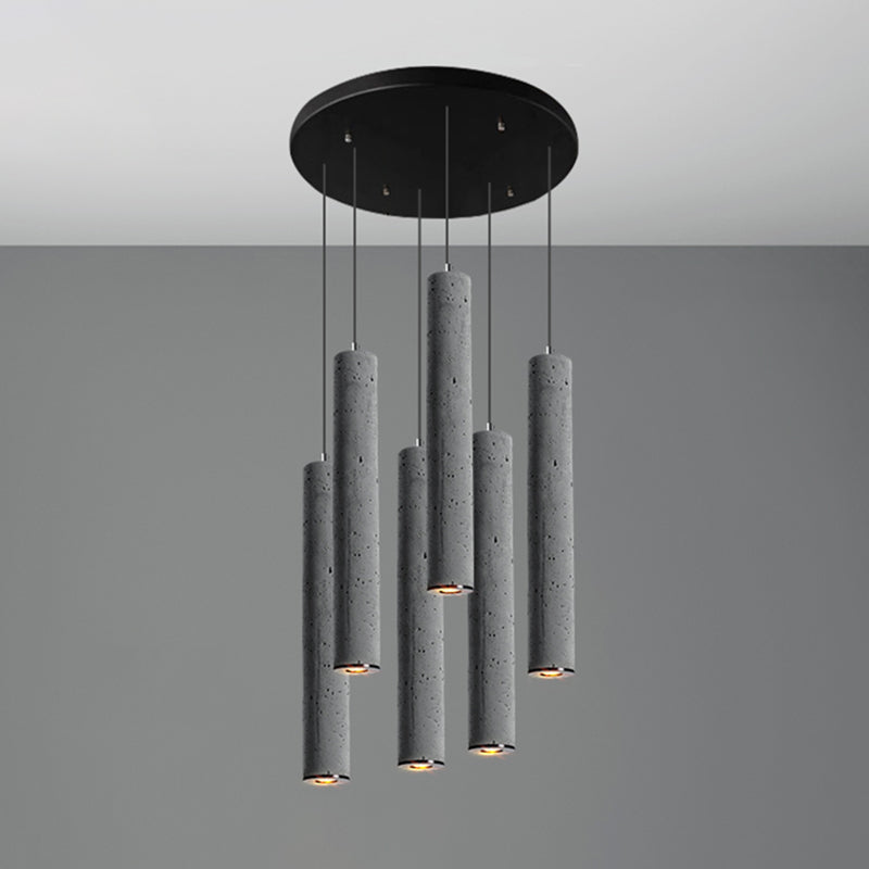 Cylinder Dining Room Ceiling Light Cement Nordic Style Hanging Pendant Light in Grey 6 Grey Large Clearhalo 'Ceiling Lights' 'Modern Pendants' 'Modern' 'Pendant Lights' 'Pendants' Lighting' 2205585