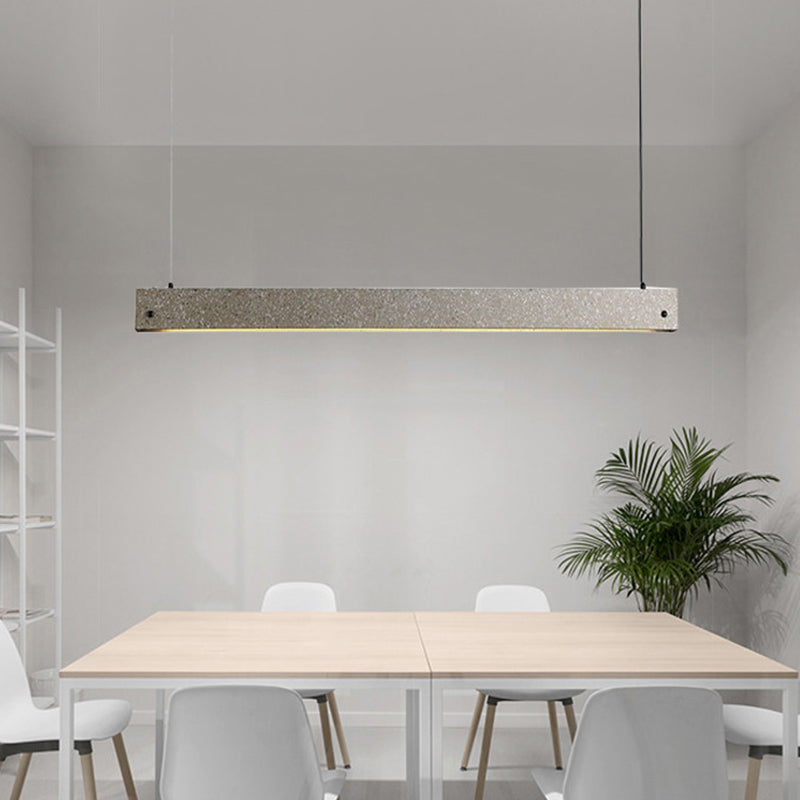 Rectangular Linear Pendant Light Modern Style Cement Dining Room LED Suspension Light Fixture in Grey Grey Clearhalo 'Ceiling Lights' 'Modern Pendants' 'Modern' 'Pendant Lights' 'Pendants' Lighting' 2205587