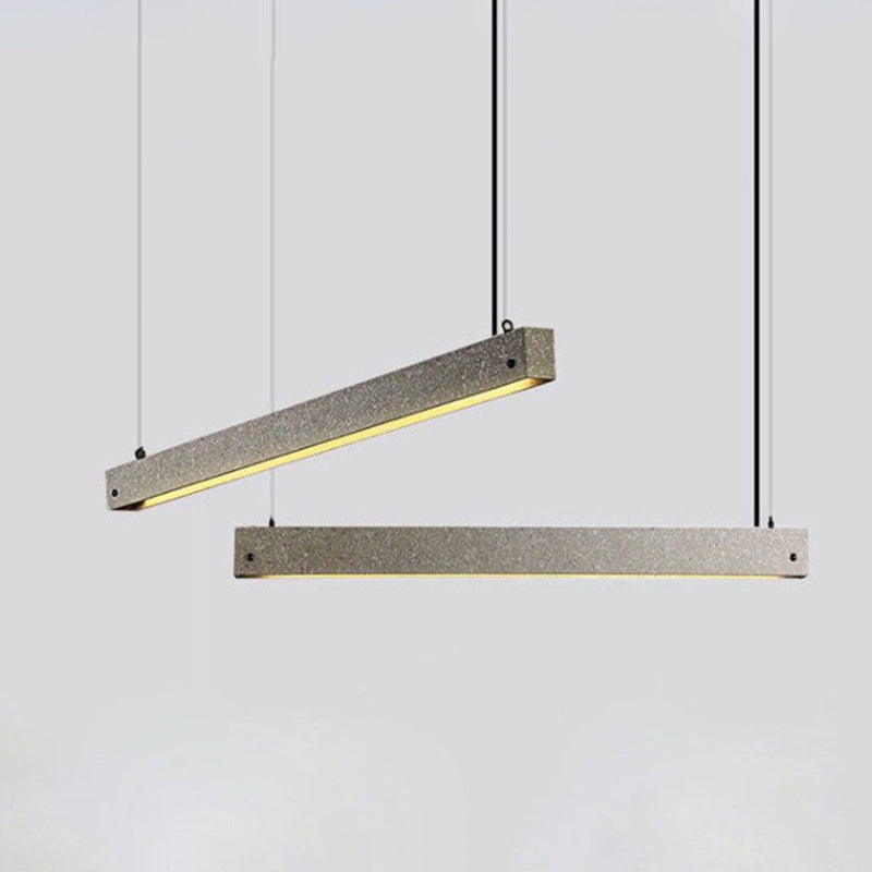 Rectangular Linear Pendant Light Modern Style Cement Dining Room LED Suspension Light Fixture in Grey Clearhalo 'Ceiling Lights' 'Modern Pendants' 'Modern' 'Pendant Lights' 'Pendants' Lighting' 2205588