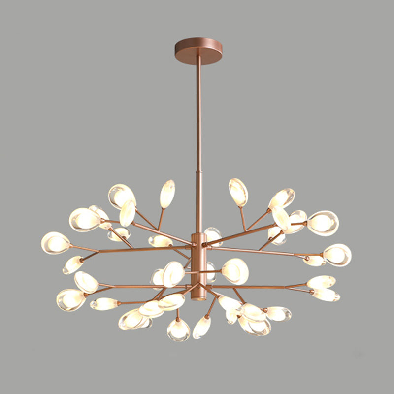 Sputnik Firefly Living Room LED Ceiling Lighting Acrylic Postmodern Chandelier Light Fixture 40 Rose Gold Clearhalo 'Ceiling Lights' 'Chandeliers' 'Modern Chandeliers' 'Modern' Lighting' 2205807