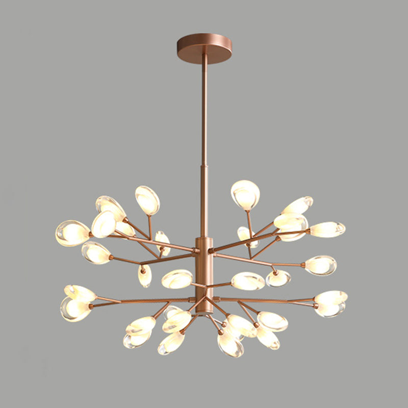 Sputnik Firefly Living Room LED Ceiling Lighting Acrylic Postmodern Chandelier Light Fixture 32 Rose Gold Clearhalo 'Ceiling Lights' 'Chandeliers' 'Modern Chandeliers' 'Modern' Lighting' 2205812