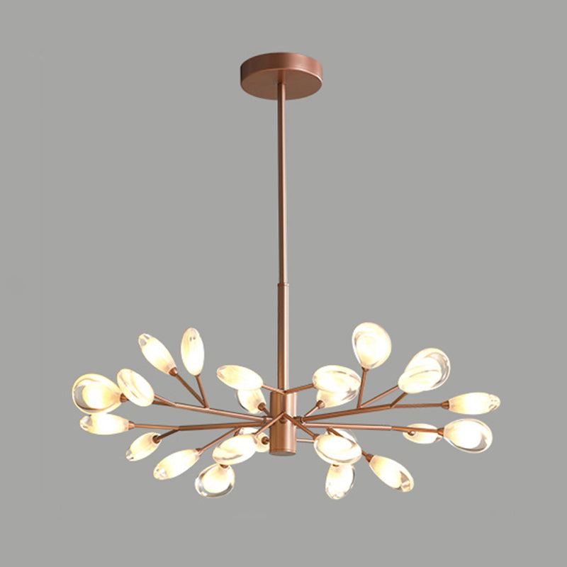 Sputnik Firefly Living Room LED Ceiling Lighting Acrylic Postmodern Chandelier Light Fixture 24 Rose Gold Clearhalo 'Ceiling Lights' 'Chandeliers' 'Modern Chandeliers' 'Modern' Lighting' 2205815