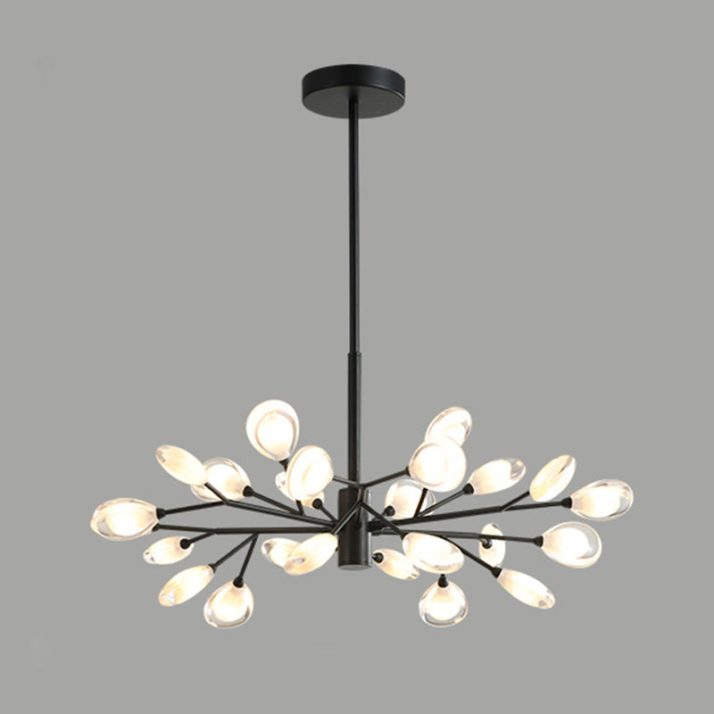 Sputnik Firefly Living Room LED Ceiling Lighting Acrylic Postmodern Chandelier Light Fixture 24 Black Clearhalo 'Ceiling Lights' 'Chandeliers' 'Modern Chandeliers' 'Modern' Lighting' 2205817