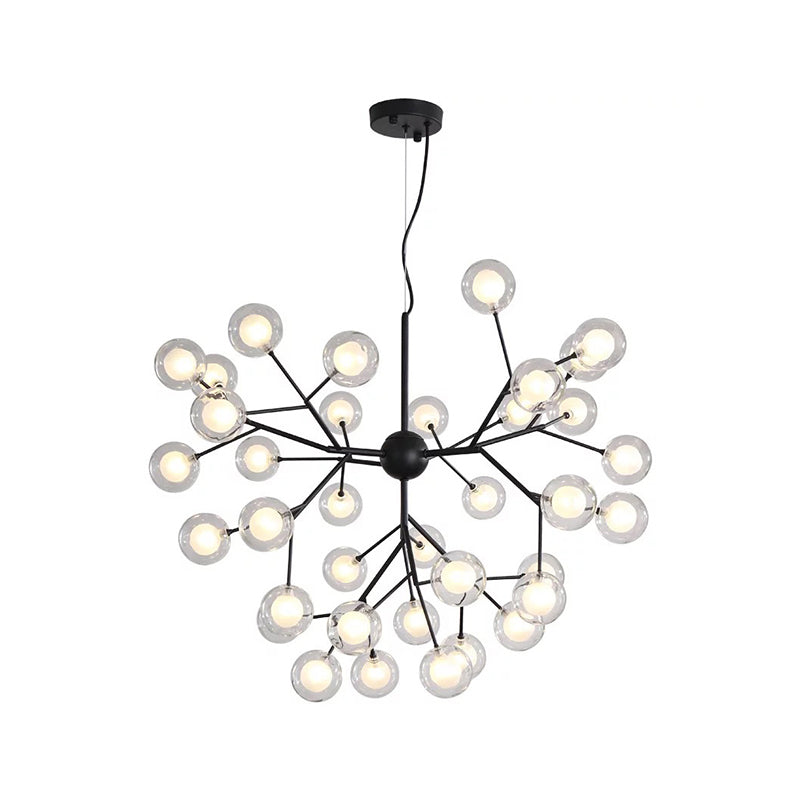 Clear Glass Firefly LED Suspension Light Nordic Style Chandelier Lighting for Living Room Clearhalo 'Ceiling Lights' 'Chandeliers' 'Modern Chandeliers' 'Modern' Lighting' 2205852