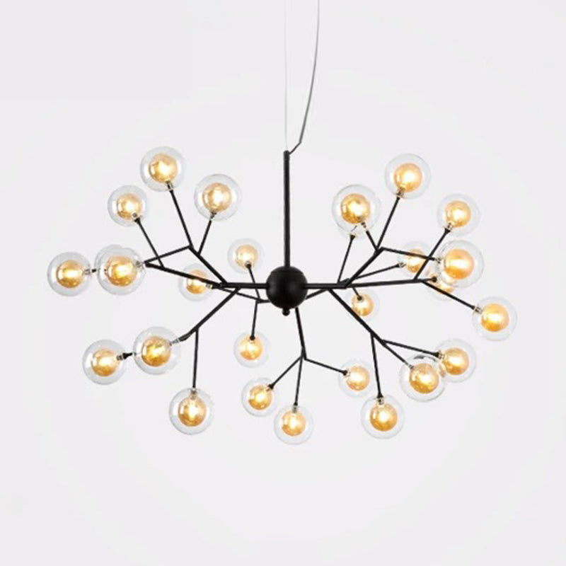 Clear Glass Firefly LED Suspension Light Nordic Style Chandelier Lighting for Living Room 27 Tan Clearhalo 'Ceiling Lights' 'Chandeliers' 'Modern Chandeliers' 'Modern' Lighting' 2205854