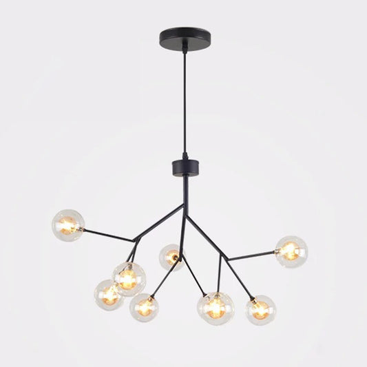 Clear Glass Firefly LED Suspension Light Nordic Style Chandelier Lighting for Living Room 9 Tan Clearhalo 'Ceiling Lights' 'Chandeliers' 'Modern Chandeliers' 'Modern' Lighting' 2205860