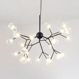 Firefly Chandelier Pendant Light Simplistic Clear Glass Dining Room LED Pendant Light Fixture in Black 27 Black Clearhalo 'Ceiling Lights' 'Chandeliers' 'Modern Chandeliers' 'Modern' Lighting' 2205878