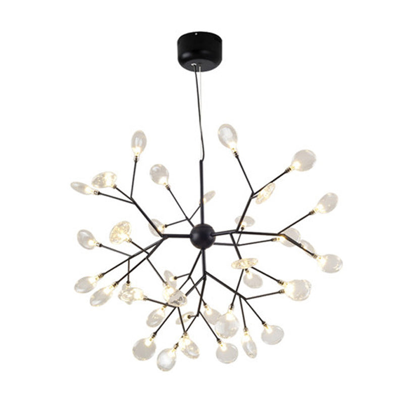 Firefly Chandelier Pendant Light Simplistic Clear Glass Dining Room LED Pendant Light Fixture in Black Clearhalo 'Ceiling Lights' 'Chandeliers' 'Modern Chandeliers' 'Modern' Lighting' 2205880