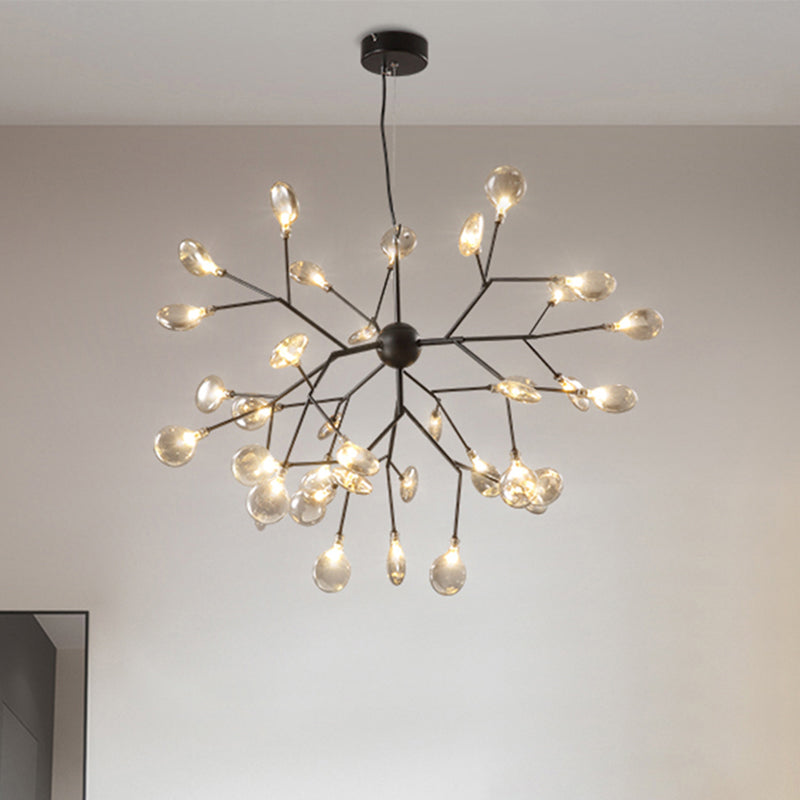 Nordic Style Sputnik Firefly LED Suspension Light Glass Living Room Chandelier Light Clearhalo 'Ceiling Lights' 'Chandeliers' 'Modern Chandeliers' 'Modern' Lighting' 2205881