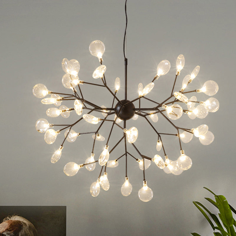 Nordic Style Sputnik Firefly LED Suspension Light Glass Living Room Chandelier Light Clearhalo 'Ceiling Lights' 'Chandeliers' 'Modern Chandeliers' 'Modern' Lighting' 2205884