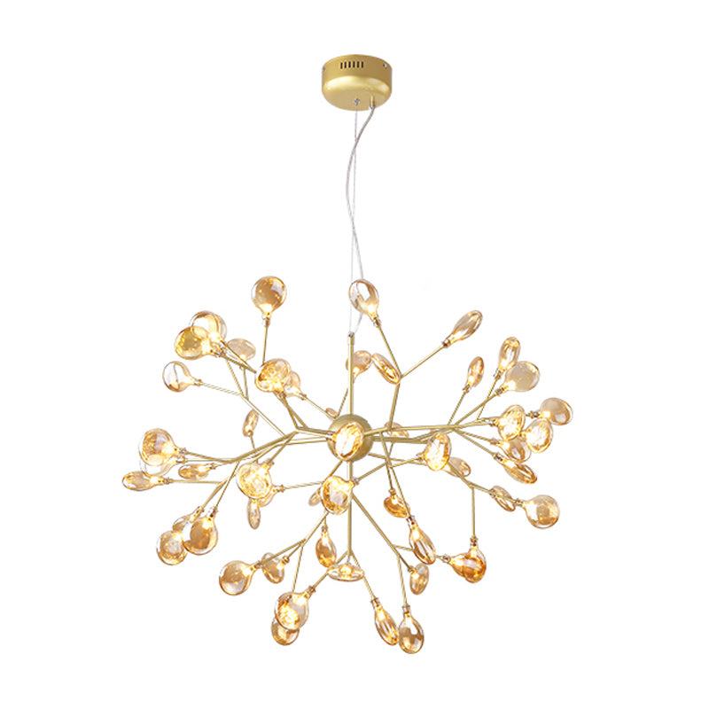 Nordic Style Sputnik Firefly LED Suspension Light Glass Living Room Chandelier Light 54 Gold Clearhalo 'Ceiling Lights' 'Chandeliers' 'Modern Chandeliers' 'Modern' Lighting' 2205887