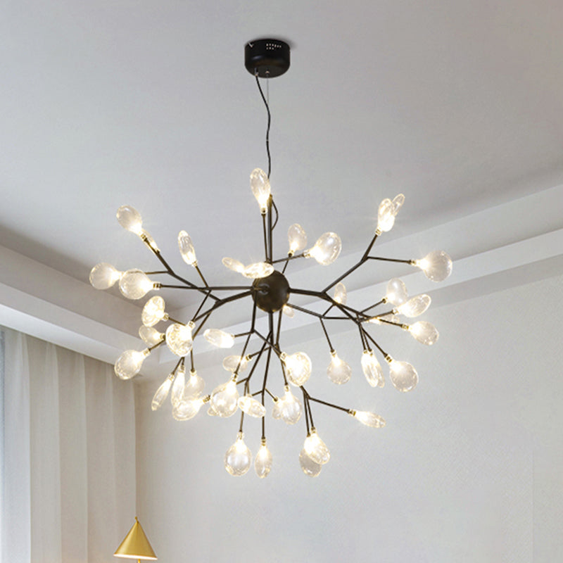 Nordic Style Sputnik Firefly LED Suspension Light Glass Living Room Chandelier Light Clearhalo 'Ceiling Lights' 'Chandeliers' 'Modern Chandeliers' 'Modern' Lighting' 2205888