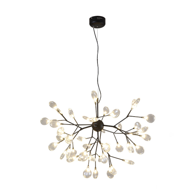 Nordic Style Sputnik Firefly LED Suspension Light Glass Living Room Chandelier Light 45 Black Clearhalo 'Ceiling Lights' 'Chandeliers' 'Modern Chandeliers' 'Modern' Lighting' 2205889