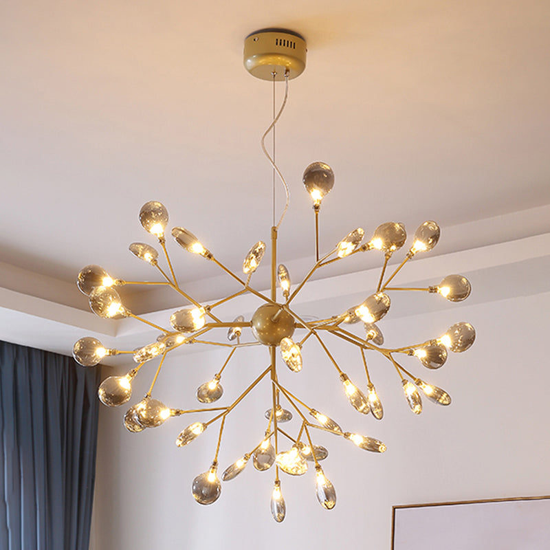 Nordic Style Sputnik Firefly LED Suspension Light Glass Living Room Chandelier Light Clearhalo 'Ceiling Lights' 'Chandeliers' 'Modern Chandeliers' 'Modern' Lighting' 2205890