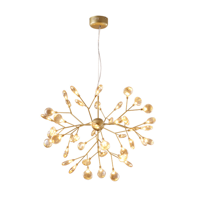 Nordic Style Sputnik Firefly LED Suspension Light Glass Living Room Chandelier Light 45 Gold Clearhalo 'Ceiling Lights' 'Chandeliers' 'Modern Chandeliers' 'Modern' Lighting' 2205891