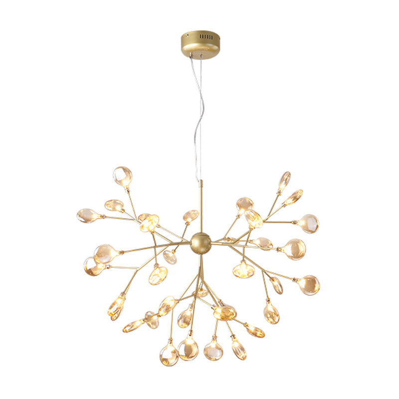 Nordic Style Sputnik Firefly LED Suspension Light Glass Living Room Chandelier Light 36 Gold Clearhalo 'Ceiling Lights' 'Chandeliers' 'Modern Chandeliers' 'Modern' Lighting' 2205893