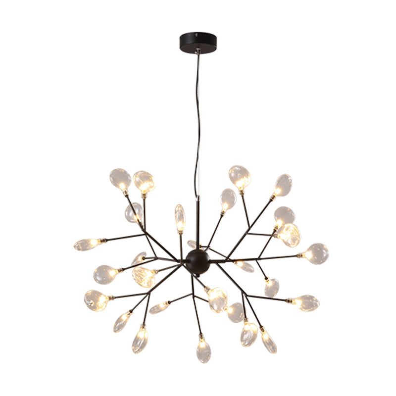 Nordic Style Sputnik Firefly LED Suspension Light Glass Living Room Chandelier Light 27 Black Clearhalo 'Ceiling Lights' 'Chandeliers' 'Modern Chandeliers' 'Modern' Lighting' 2205894