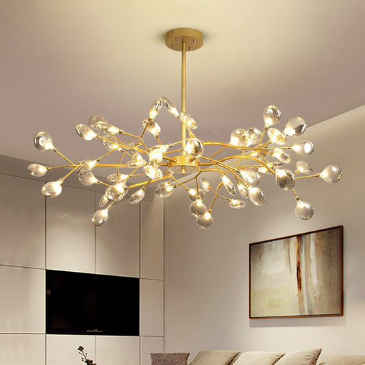 Firefly Shade Living Room Chandelier Light Acrylic Nordic LED Suspension Lighting in Gold Clearhalo 'Ceiling Lights' 'Chandeliers' 'Modern Chandeliers' 'Modern' Lighting' 2205904